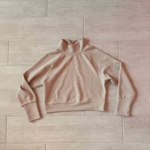 MOVE THEOLOGY Weekender Waffle-Knit Mock Neck Shirt Long Sleeve Sweater Cream M